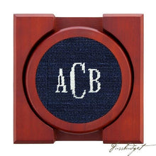 Load image into Gallery viewer, Monogrammed Needlepoint Coaster Set