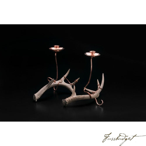 Copper Candlestick with Antler-Fussbudget.com