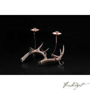 Copper Candlestick with Antler-Fussbudget.com