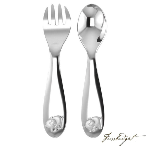 Piggy Silver Plate Baby Spoon Fork Set