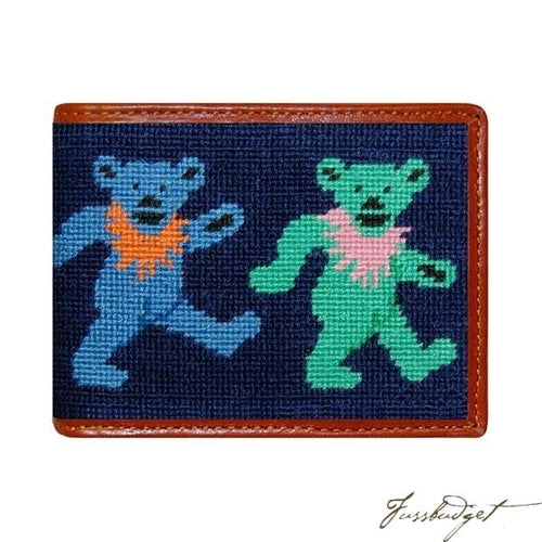 Dancing Bears Needlepoint Bi-Fold Wallet
