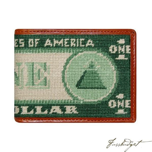 Dollar Bill Needlepoint Bi-Fold Wallet