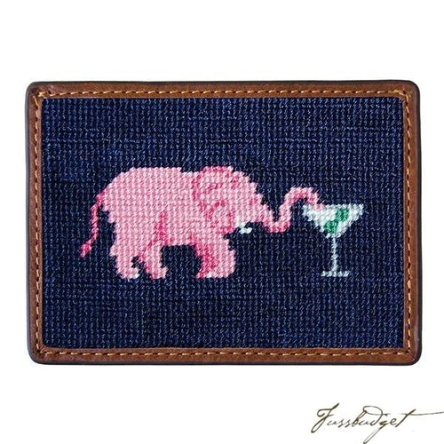 Elephant Martini Needlepoint Card Wallet