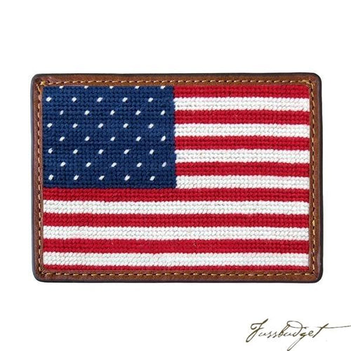 Big American Flag Needlepoint Card Wallet