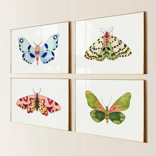 Moths To A Flame ~ Set of 4: Gold Metal / 11 x 14
