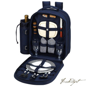 Deluxe Equipped 2 Person Picnic Backpack -Bold Navy