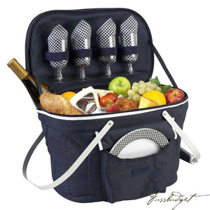 Insulated Picnic Basket Equipped with Service For 4 - Navy