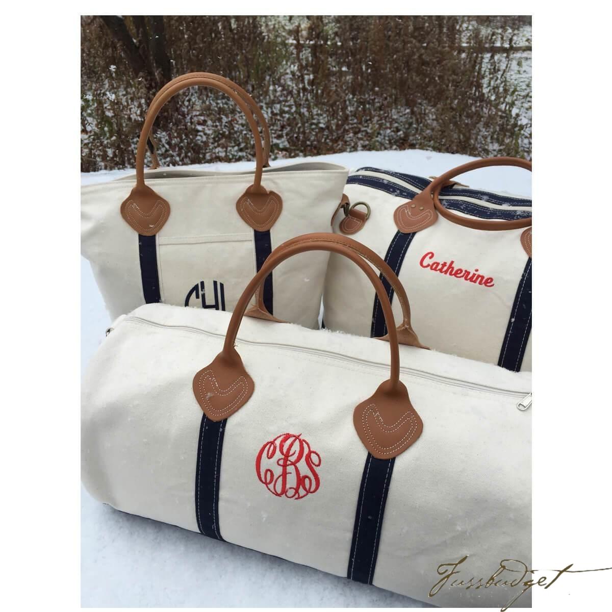 Monogram Duffle Bag, Canvas Weekender, Overnight Travel Bag, Weekender