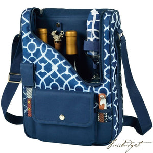 Bordeaux Wine & Cheese Cooler Bag w/Glass Wine Glasses Equipped for 2