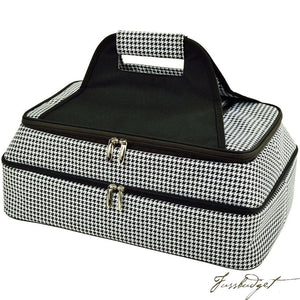 Two Layer, Hot/Cold Thermal Food/Casserole Carrier - Houndstooth