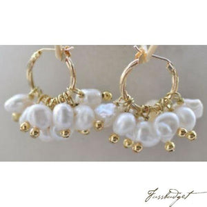 The Confetti - Semiprecious Stone or Pearl Dangle Hoop Earrings