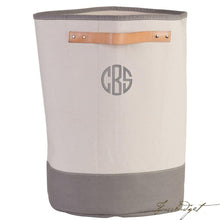 Load image into Gallery viewer, Monogrammed Hamper Storage Leather Handle