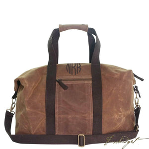 Monogrammed Waxed Canvas Voyager Bag