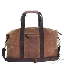 Load image into Gallery viewer, Monogrammed Waxed Canvas Voyager Bag
