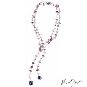 Lariat Flourite Chain with Peacock Pearl Drops