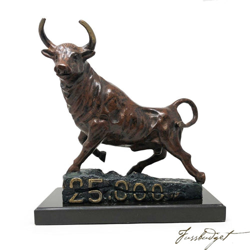 Bronzed Finished Bull Cracking 20,000 Mark Sculpture, Limited Edition-Fussbudget.com