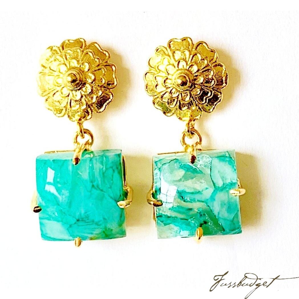 Flora Gold and Druzy Earrings
