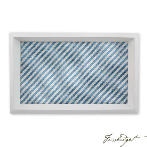Blue Seersucker Needlepoint Valet Tray