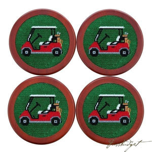 Golf Cart Needlepoint Coaster Set