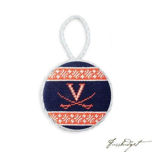 UVA Fairisle Needlepoint Ornament (Dark Navy)