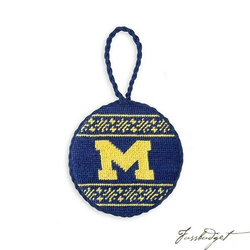 Michigan Fairisle Needlepoint Ornament (Classic Navy)
