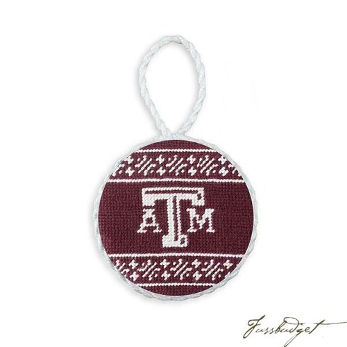 Texas A&M Fairisle Needlepoint Ornament (Maroon)