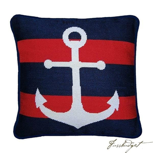Striped Anchor Needlepoint Pillow (Final Sale)