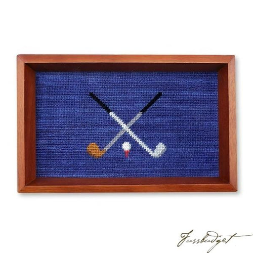 Crossed Clubs Needlepoint Valet Tray
