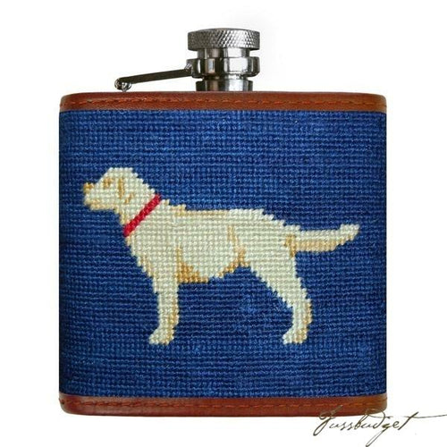 Yellow Lab Needlepoint Flask