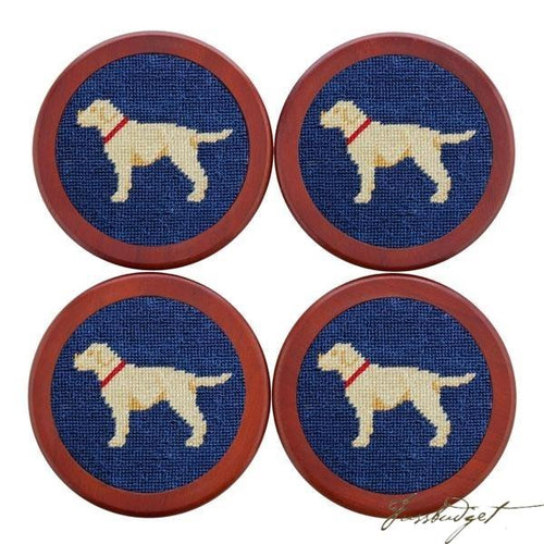 Yellow Lab Needlepoint Coaster Set