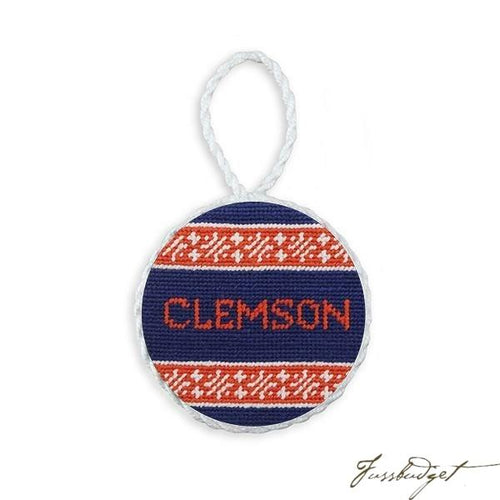 Clemson Text Fairisle Needlepoint Ornament (Purple)