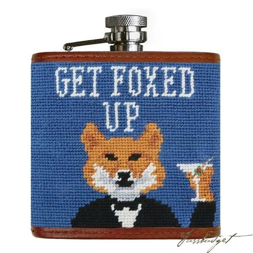Get Foxed Up Needlepoint Flask