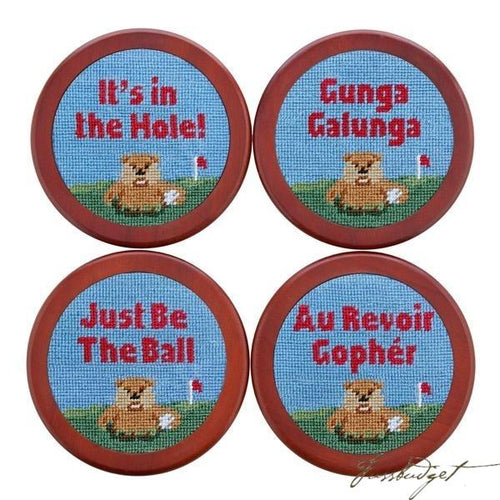 Gopher Golf Needlepoint Coaster Set