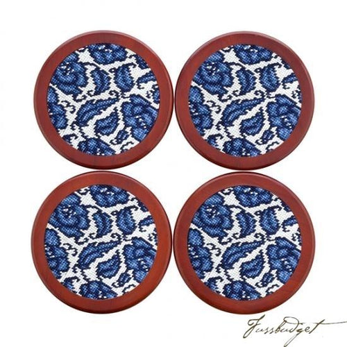 Blue Canton Needlepoint Coaster Set