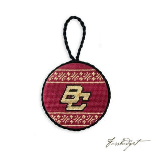 Boston College Fairisle Needlepoint Ornament (Garnet)