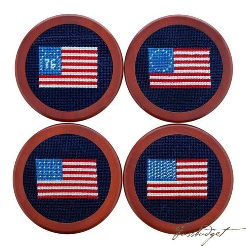 American Flag Needlepoint Coaster Set