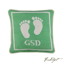 Load image into Gallery viewer, Monogrammed Baby Feet Needlepoint Pillow