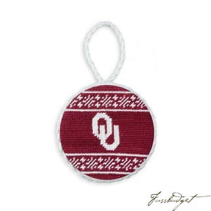 Oklahoma Fairisle Needlepoint Ornament (Garnet)