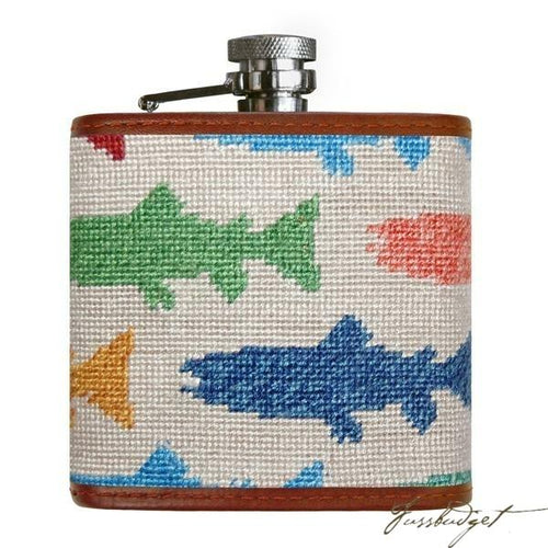 Rainbow Trout Needlepoint Flask