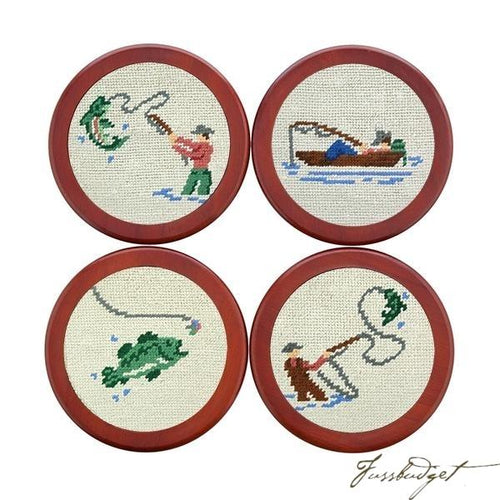 Gone Fishing Needlepoint Coaster Set