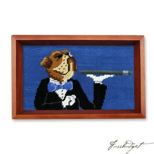 Doggy Butler Needlepoint Valet Tray