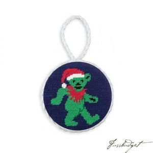 Dancing Bear Santa Needlepoint Ornament