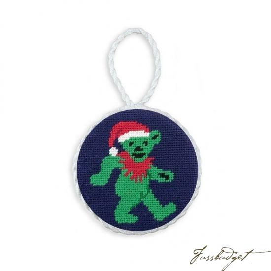 Dancing Bear Santa Needlepoint Ornament