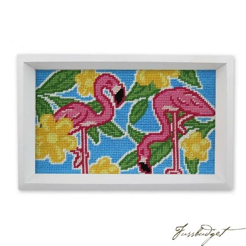Pink Flamingo Needlepoint Valet Tray