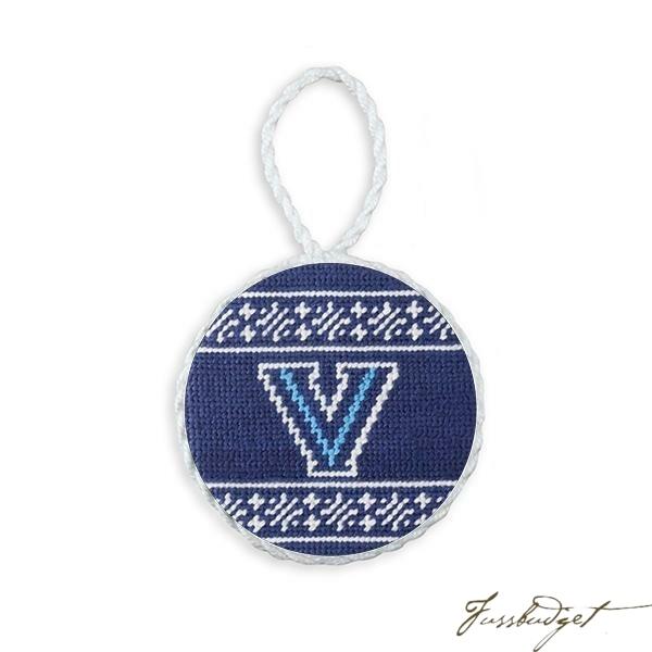 Villanova Fairisle Needlepoint Ornament (Classic Navy)