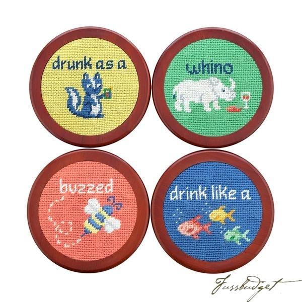 Cocktail Critters Needlepoint Coaster Set