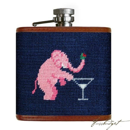 Elephant Martini Needlepoint Flask (Final Sale)