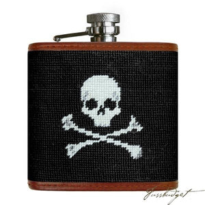 Jolly Roger (Black) Needlepoint Flask