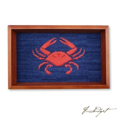Coral Crab Needlepoint Valet Tray