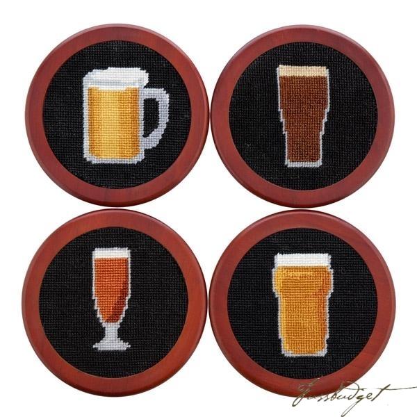Beer Glasses Needlepoint Coaster Set